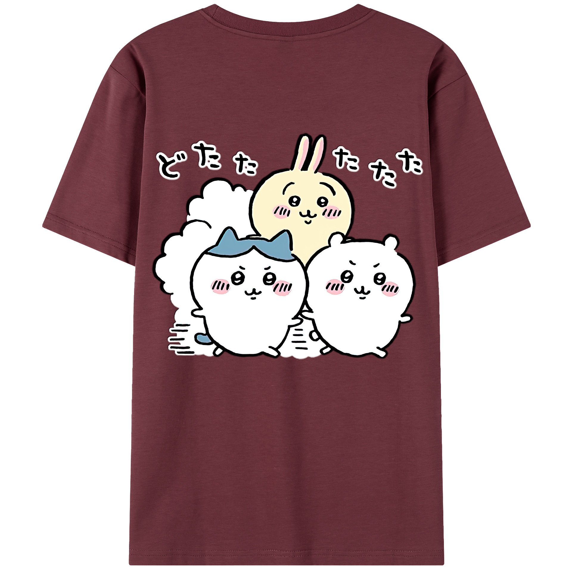 （画像用） ちいかわ ハチワレ Chii-kawa hachiware 綿100％半袖Tシャツ（背面プリント）